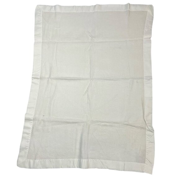Vintage Fleece‎ Satin Trim Baby Blanket Ivory Thermal Set Of 2 - Picture 2 of 11